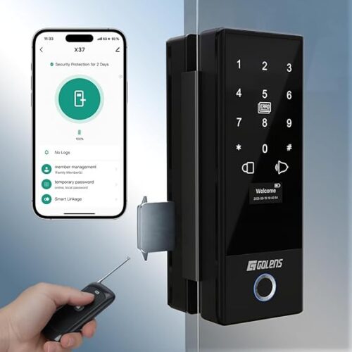 515V0eTFSrL._SX569_ Golens Smart Glass Door Lock for Home/Office | WiFi | 6 Ways Unlocking, Fingerprint, Remote, PIN, IC Card, Mobile App, Key | Digital Lock for Door