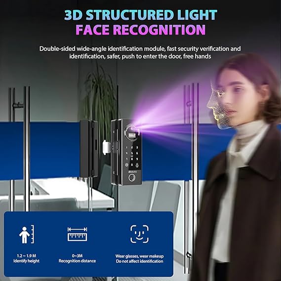 61JbFnghRLL._SX569_ Golens Smart Glass Door Lock for Home/Office | WiFi | 6 Ways Unlocking, Fingerprint, Remote, PIN, IC Card, Mobile App, Key | Digital Lock for Door